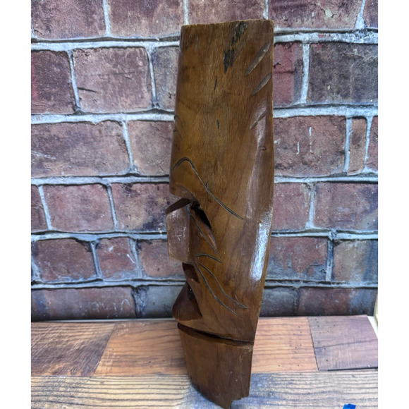 Vintage African Mask Hand Carved Wood Tribal Wall Hanging Totem Large - Picture 10 of 12